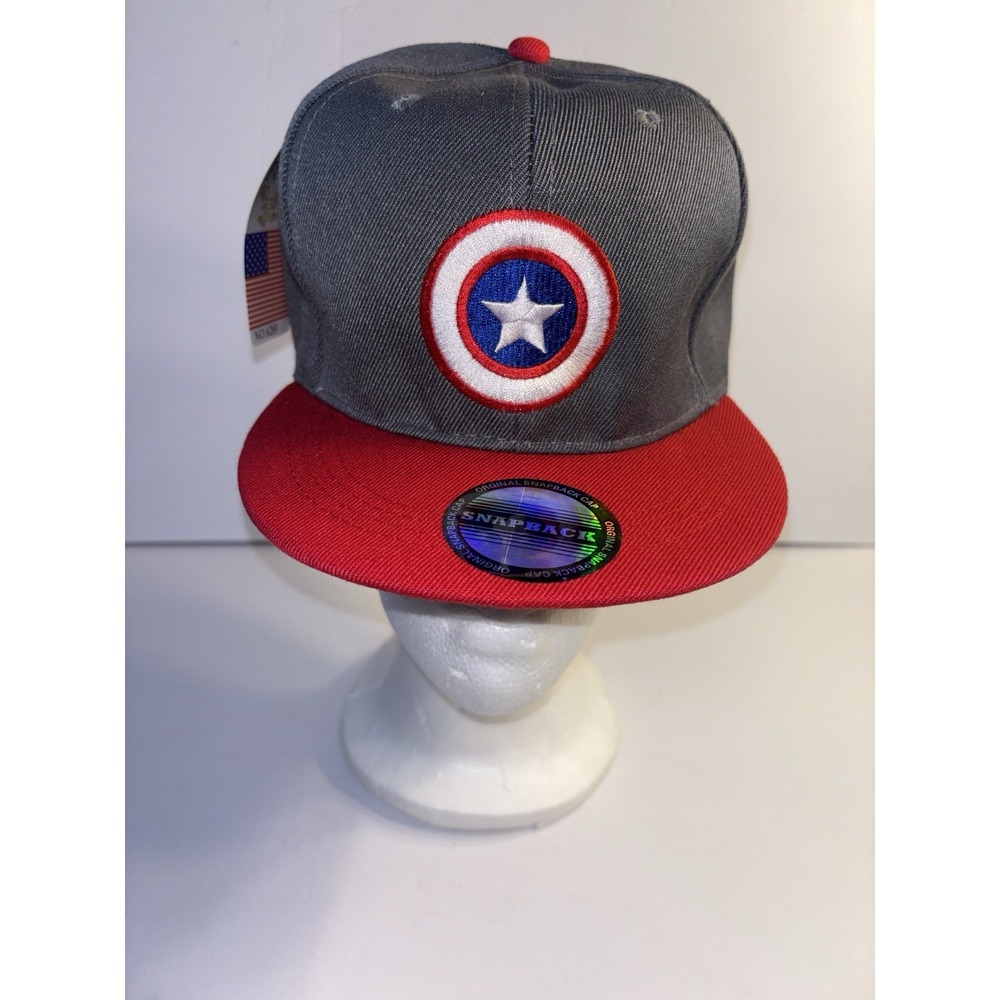 Marvel‎ Avengers Captain America Shield Embroidered Snapback Hat Gray